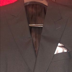 Canali black suit; elegant, clean, Italian; wool